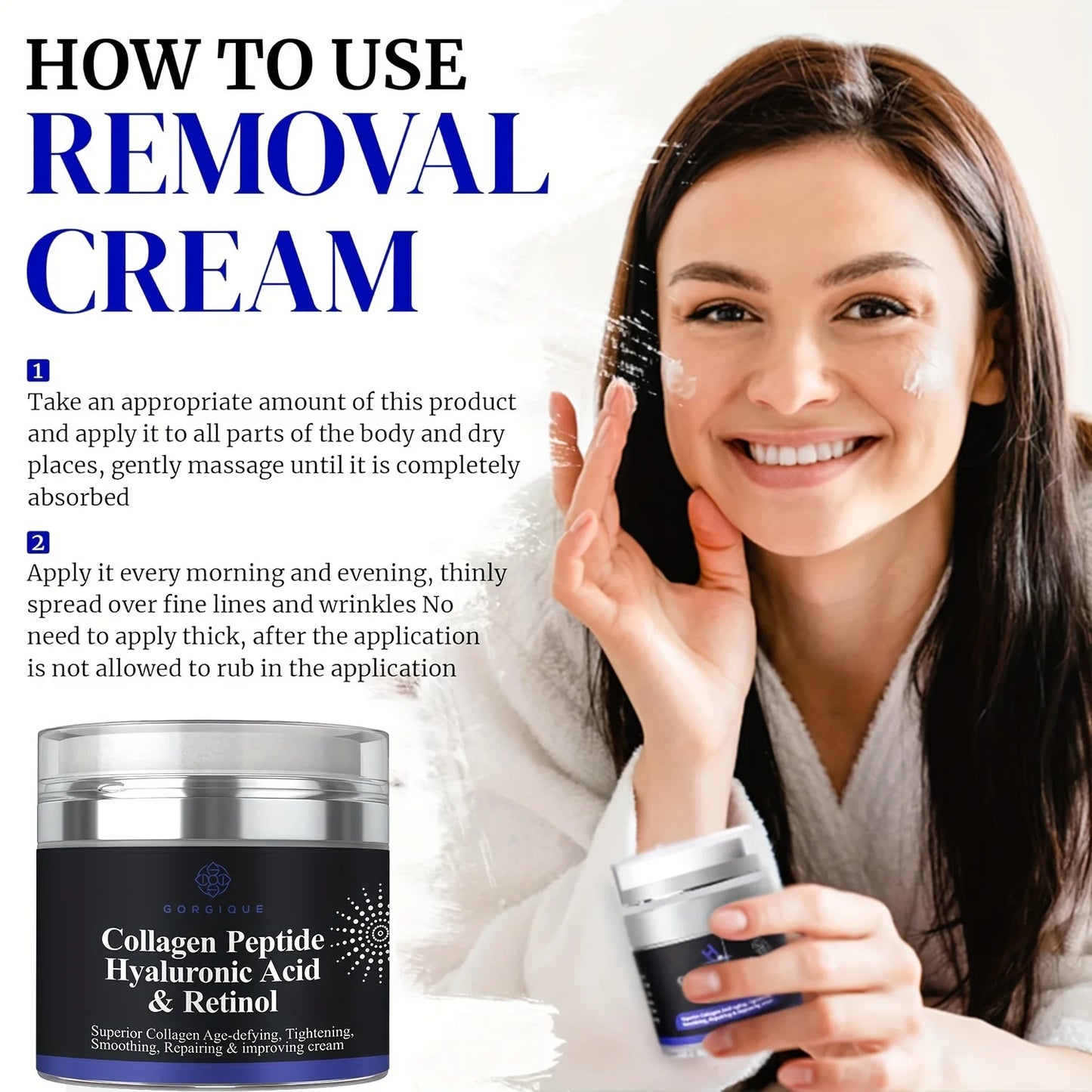 Crema Antiedad con Péptidos de Colágeno, Ácido Hialurónico y Retinol (50ml)