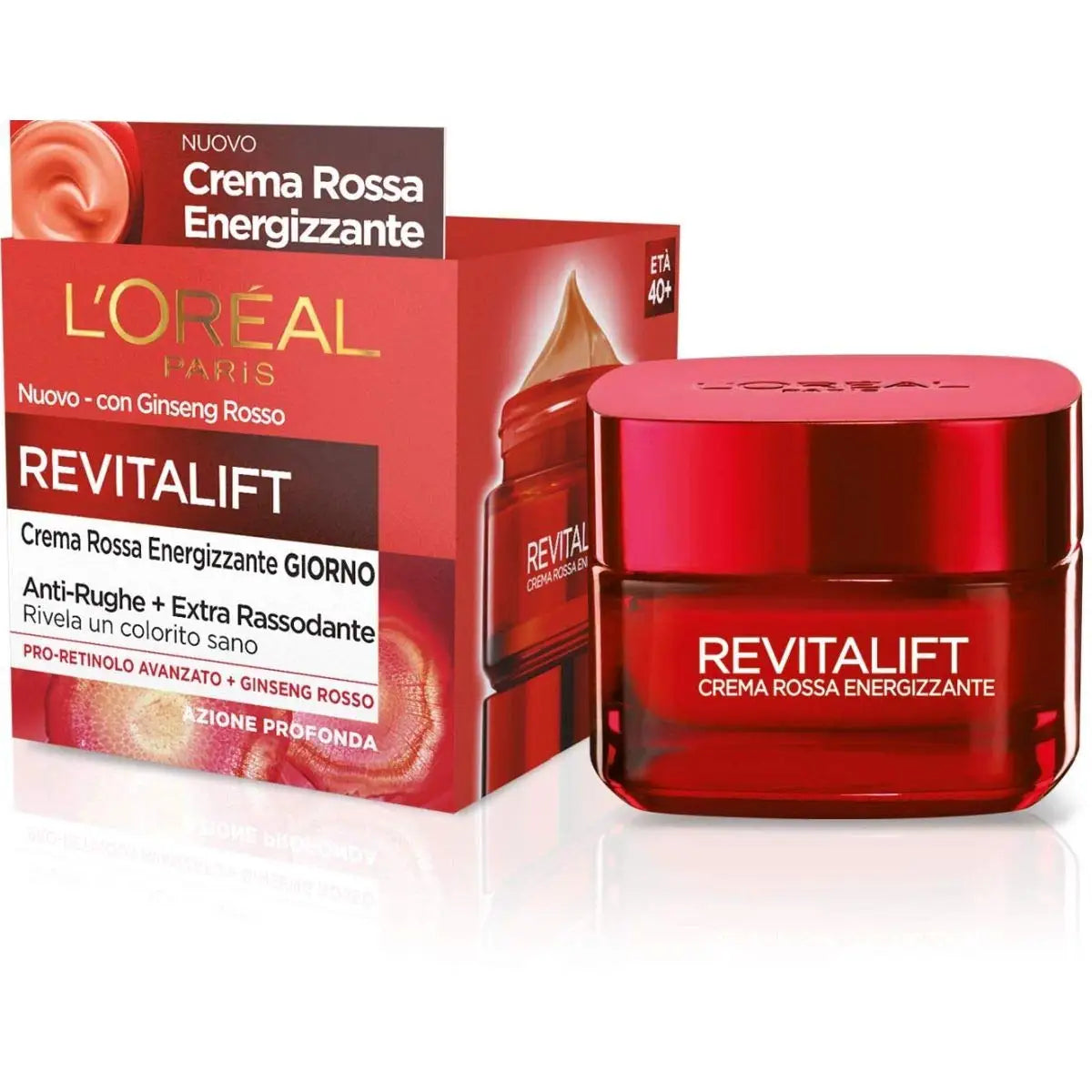 Crema de Día L'Oréal Revitalift Energizing Red con Ginseng Rojo (50ml)