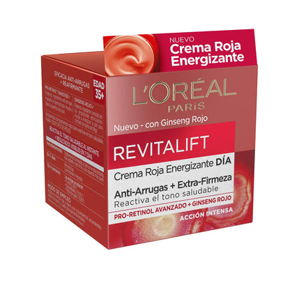 Crema de Día L'Oréal Revitalift Energizing Red con Ginseng Rojo (50ml)
