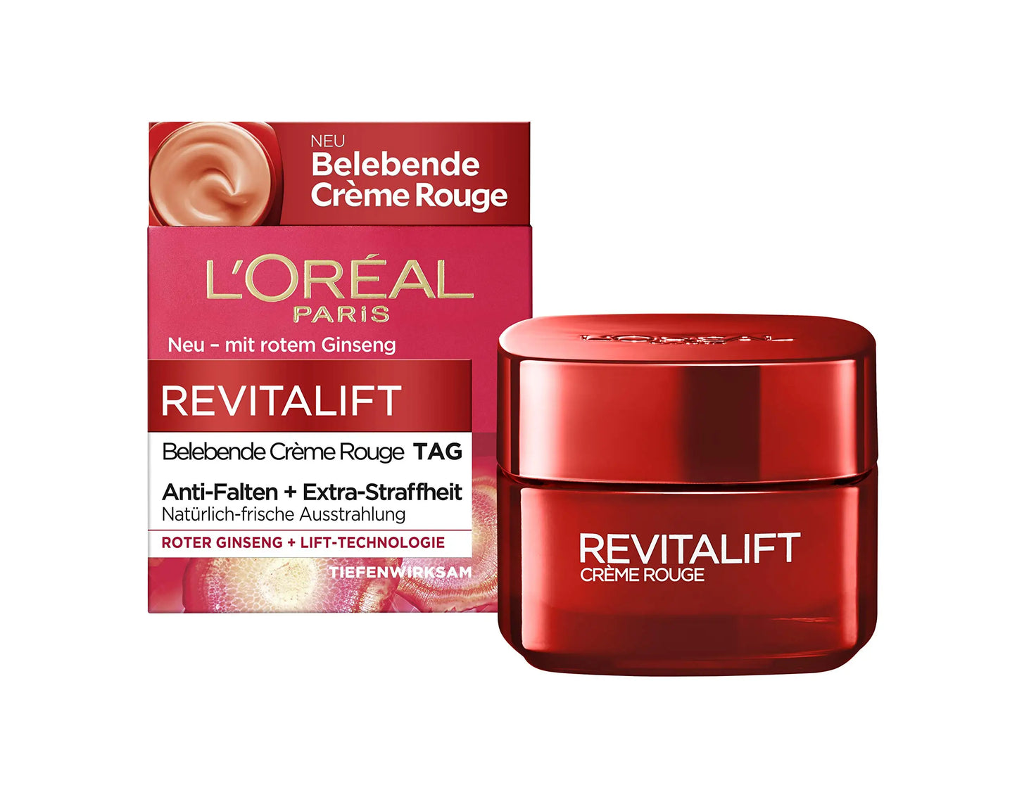 Crema de Día L'Oréal Revitalift Energizing Red con Ginseng Rojo (50ml)