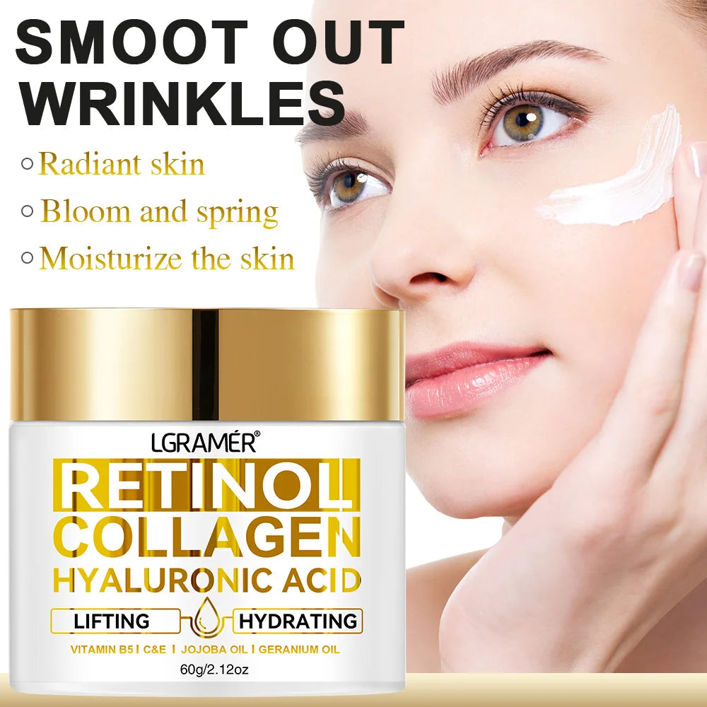 Crema Facial con Retinol, Colágeno y Ácido Hialurónico - Antiedad 60g