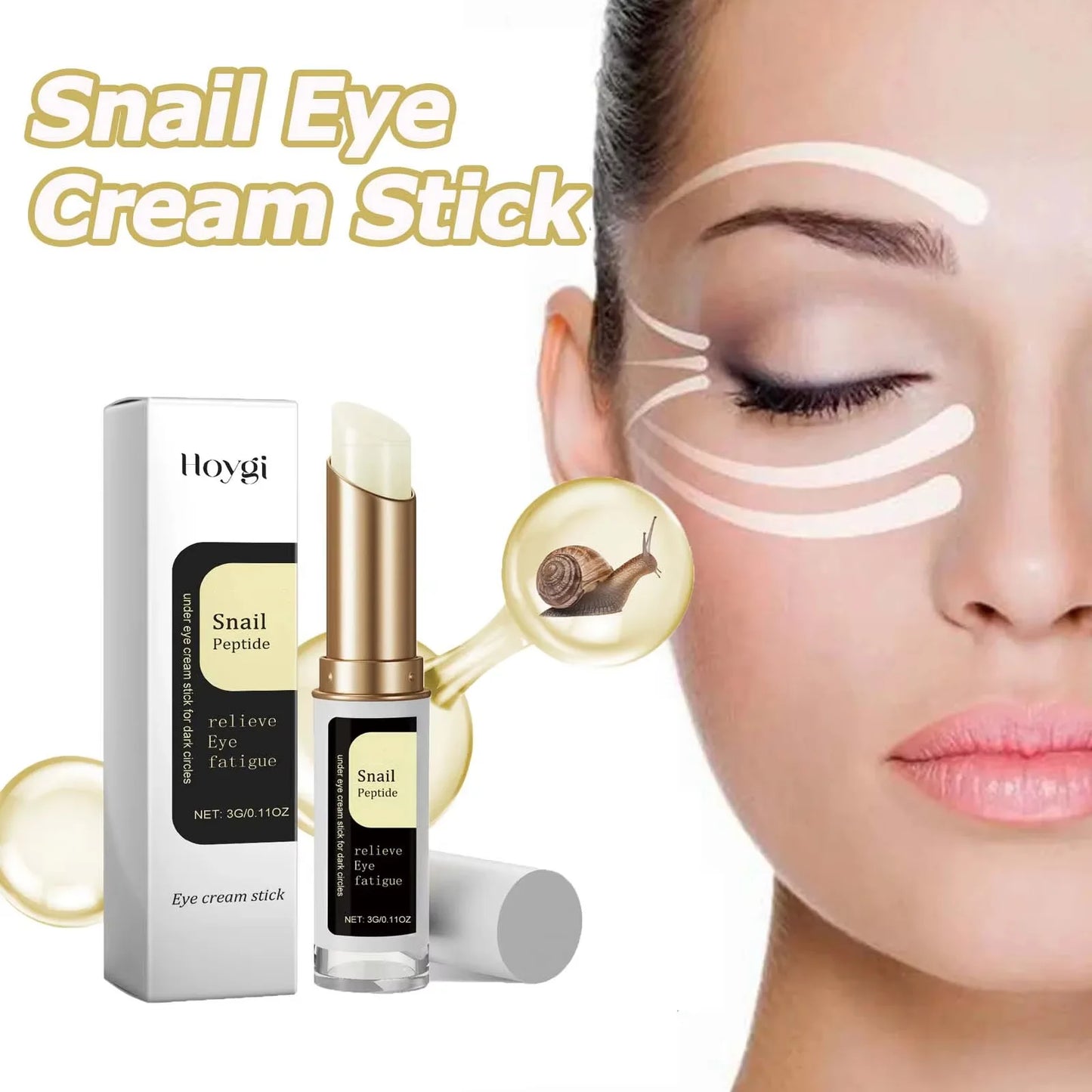 Stick Crema de Ojos con Baba de Caracol y Colágeno Hoygi - Anti-Arrugas y Ojeras